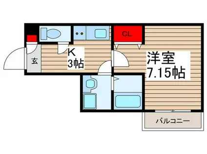 AVANTI春日部(1K/1階)の間取り写真