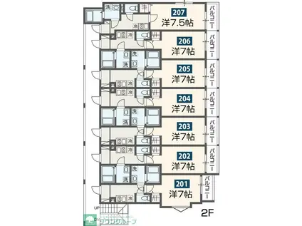 MELDIA長沼II(1K/2階)の間取り写真
