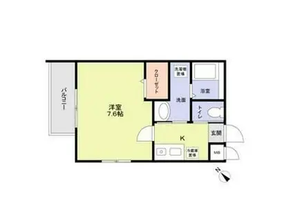 ワコーレヴィータ神戸駅ウエスト(1K/1階)の間取り写真