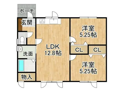 細野西9条(2LDK/1階)の間取り写真