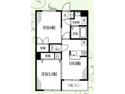 ルヴォワール富士見(2DK/2階)の間取り写真