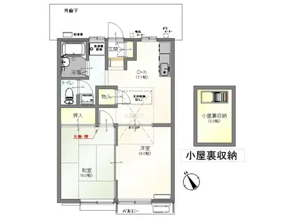 スカイハイツ(2DK/2階)の間取り写真