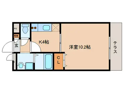 アムール 野村III(1K/1階)の間取り写真