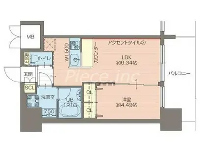 プレジオ都島ASIAN(1LDK/3階)の間取り写真