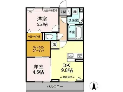 D-ROOM東泉町 A(2DK/3階)の間取り写真