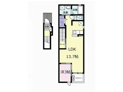 イリゼI(1LDK/2階)の間取り写真