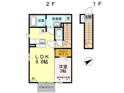 D-ROOM椿(1LDK/2階)の間取り写真