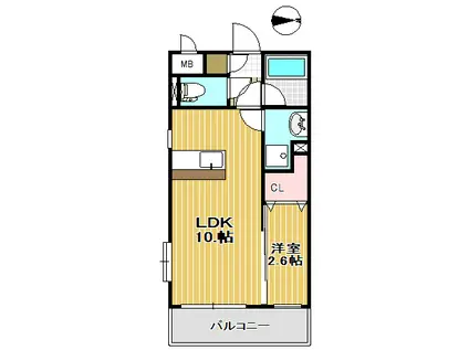 サンシャイン太子堂(1LDK/1階)の間取り写真
