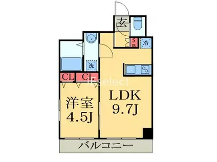 CONNECT PARK HILLS稲毛海岸(1LDK/3階)の間取り写真