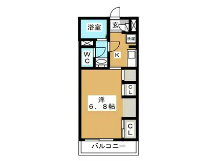 リブリ・エスアイエム(1K/2階)の間取り写真