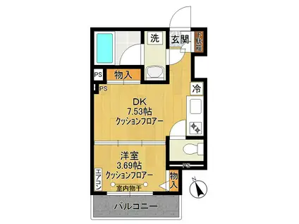 シャーメゾンアルテミス(1DK/1階)の間取り写真