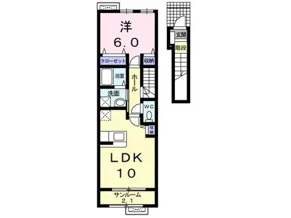 アイリスガーデン(1LDK/2階)の間取り写真