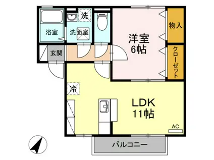 SUNSHINE B棟(1LDK/2階)の間取り写真