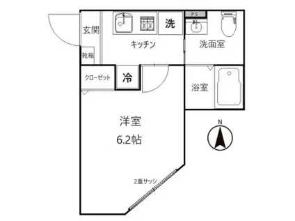 アイ・ボナール1(1K/2階)の間取り写真