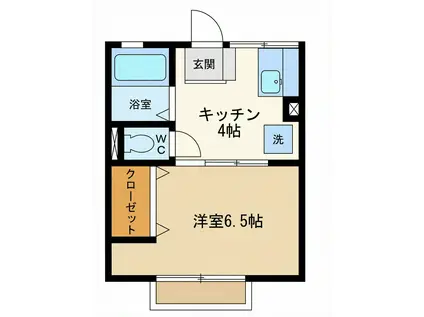 シティハイムヘルシーハイムB(1K/2階)の間取り写真