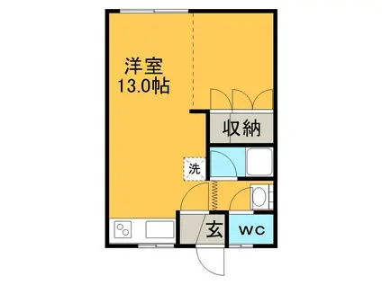 リバプール(ワンルーム/1階)の間取り写真