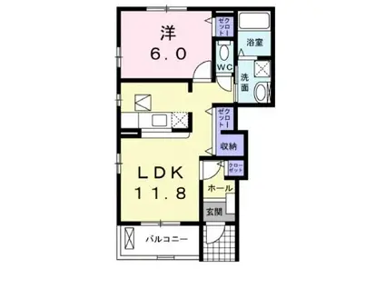 リヴィエール ロジュマン(1LDK/1階)の間取り写真