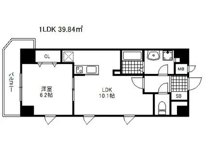 シャロン灘(1LDK/4階)の間取り写真