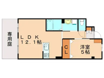 前原北2丁目(1LDK/1階)の間取り写真