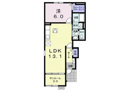 オアシス ウノ(1LDK/1階)の間取り写真