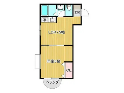 パティオ音羽(1LDK/1階)の間取り写真