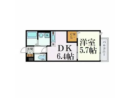 BUENA CASA 西千葉(1DK/2階)の間取り写真