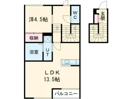 ラヴィーヌ芝ノ内A(1LDK/2階)の間取り写真
