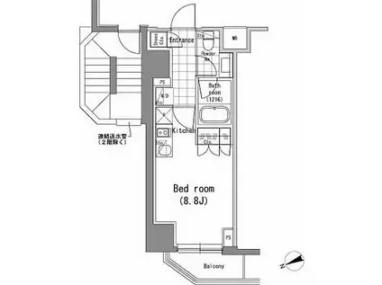 パークハビオ新橋(ワンルーム/8階)の間取り写真