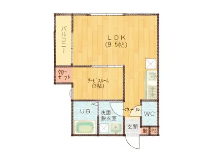 L COLLECTION天神前(1LDK/3階)の間取り写真