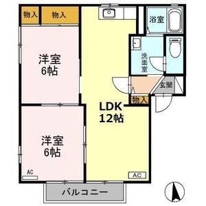 スカイハイツ C(2LDK/2階)の間取り写真