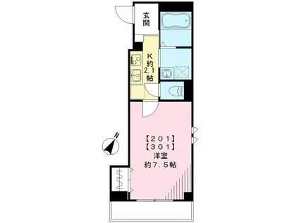 CASA一里塚 カーサイチリヅカ(1K/3階)の間取り写真