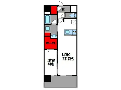 フェリシア香椎ルークス(1LDK/7階)の間取り写真