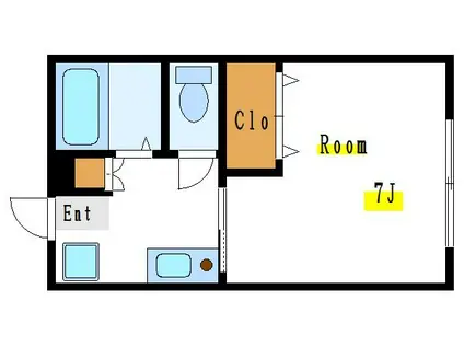 ソネットII(1K/1階)の間取り写真