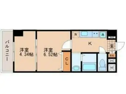 アスコット河原町駅前(2K/3階)の間取り写真
