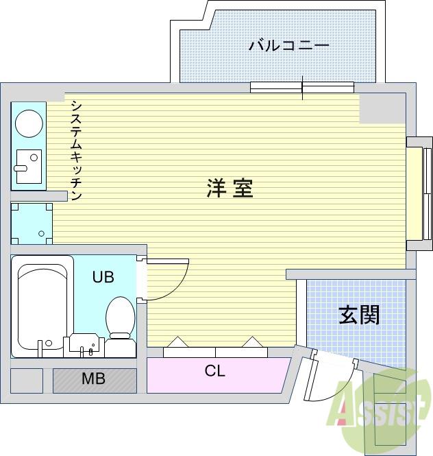 ロイヤルコート上池田(ワンルーム/4階)の間取り写真