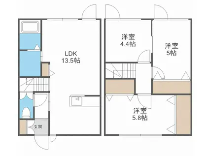 SEPIA CORT厚別中央(3LDK/1階)の間取り写真