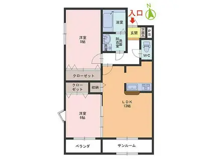 ラ・プラージュ(2LDK/1階)の間取り写真