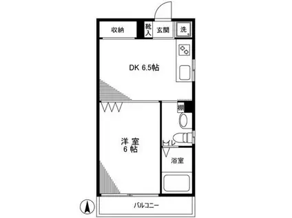 グリーンメゾン(1DK/2階)の間取り写真