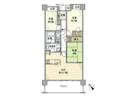 ライオンズ久米川 美彩の杜(3LDK/2階)の間取り写真