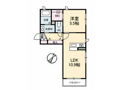 シャーメゾンFOURTEEN(1LDK/2階)の間取り写真