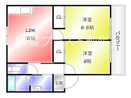 フォーレスト頓野(2LDK/1階)の間取り写真