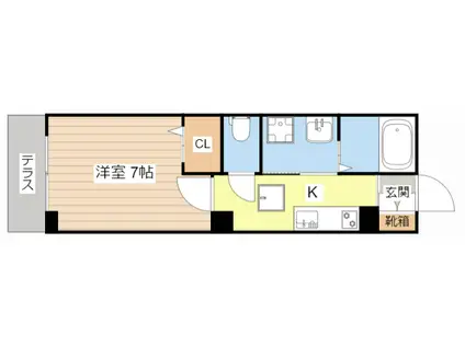 アーバンプロムナードIII(1K/1階)の間取り写真