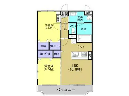 プルメリア(2LDK/2階)の間取り写真