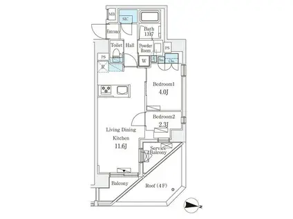 ラティエラ中野新井(2LDK/5階)の間取り写真