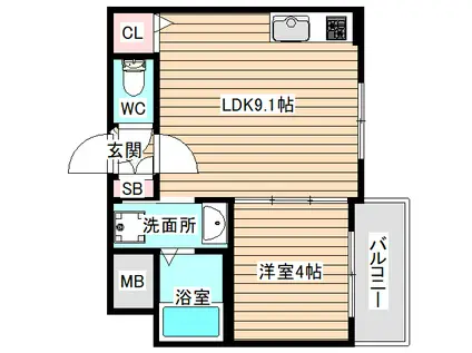 メゾンドF04(1LDK/2階)の間取り写真