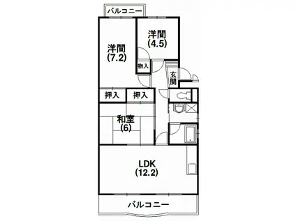 ベルクール(3LDK/2階)の間取り写真