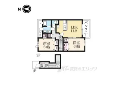 ミップルハウスA(2LDK/2階)の間取り写真