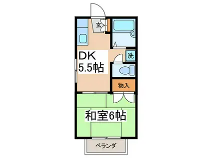 ホワイトハウス(1DK/2階)の間取り写真