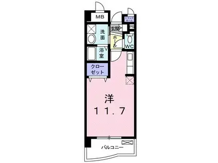 高染IX館(ワンルーム/5階)の間取り写真