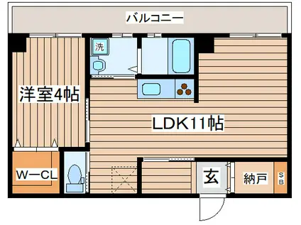 淡路汽船ビル(1LDK/4階)の間取り写真
